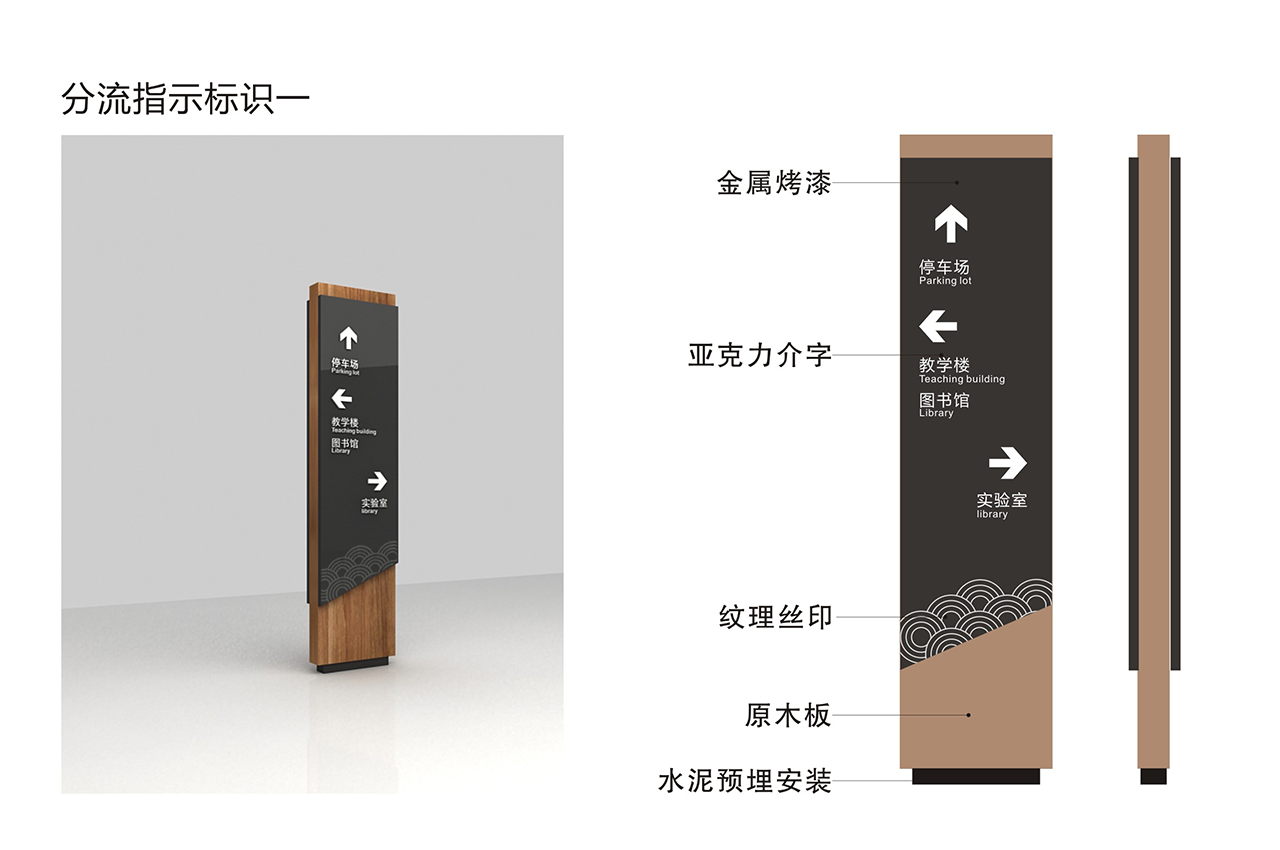 武汉中涵标识木纹风格设计学校导视系统