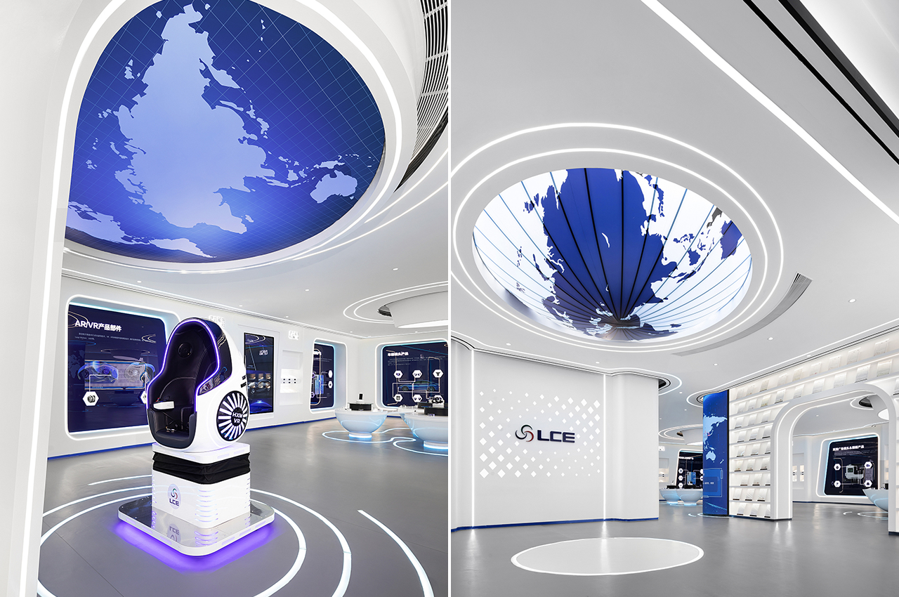 蓝色科技未来风企业展示厅设计安装厂家-武汉中涵标识